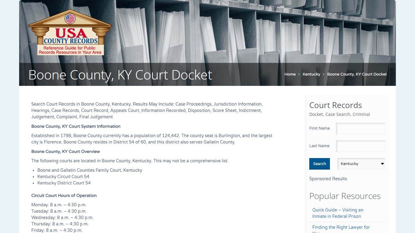 Boone County, KY Court Docket | Name Search